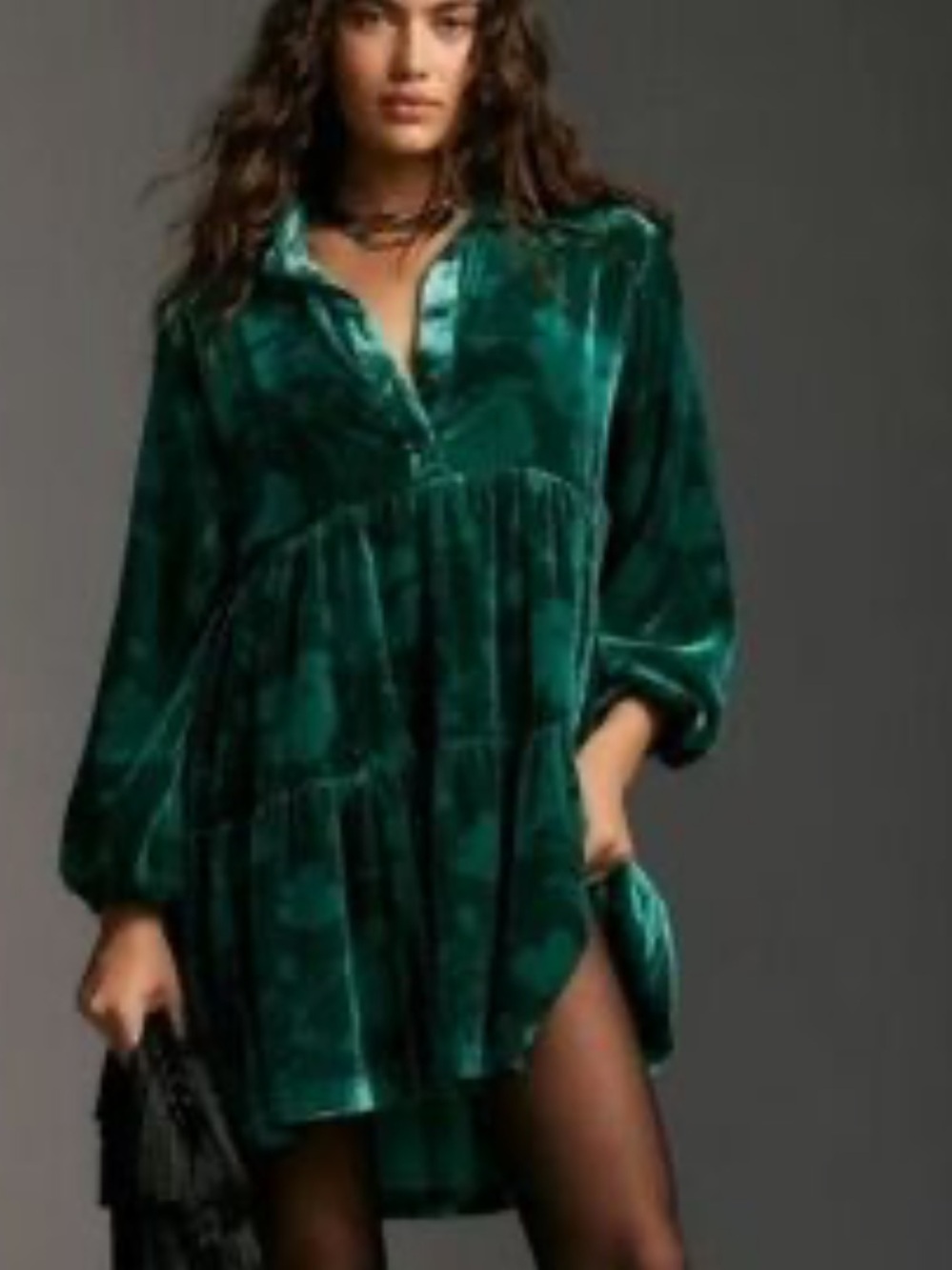 anthropologie maeve Velvet Emerald Green Dress xs